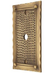 Bungalow Style Single Gang Cable Outlet Cover Plate In Antique Brass.